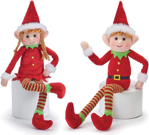 Burton+Burton Plush Christmas Elf Dolls - Adorable Boy & Girl Designs for Holiday Decor