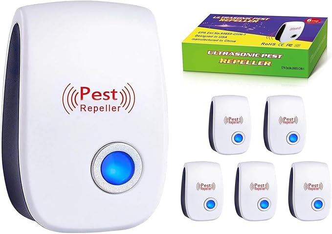 Ultrasonic Pest Repeller Indoor with 6 Pack – Human and Pet Safe–Pest Control for Home–Supermarket–Warehouse–Hotel–Restaurant