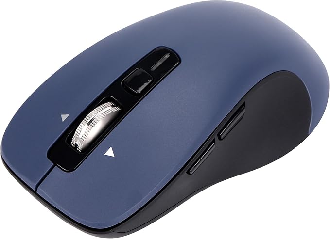 CITLLA Wireless Bluetooth Mouse (USB + BT1 + BT2), Full Size Mouse, 4-Way Scrolling, Multi-Device Silent for Computer, Laptop, iPad, MacBook (Navy Blue)