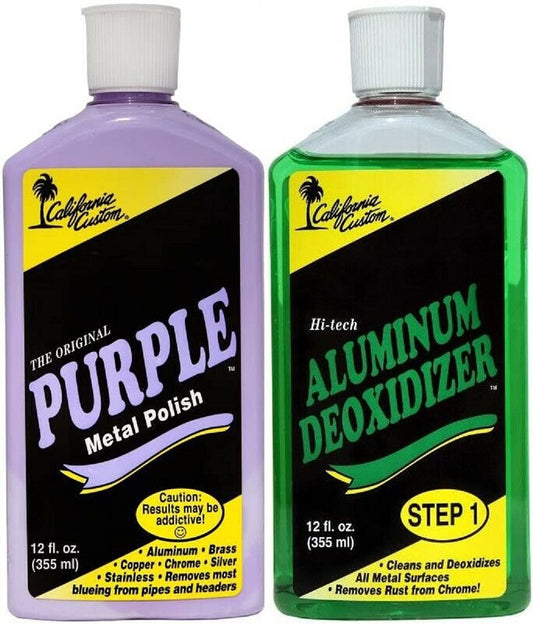 CALIFORNIA CUSTOM – Purple Metal Polish & Aluminum Deoxidizer Kit, No Silicone, Body Shop Safe, Great for Aluminum, Brass, Copper, Chrome, Silver, Stainless and Gold