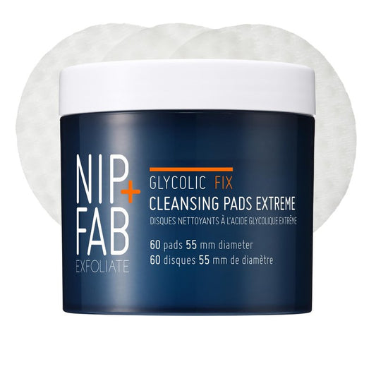 Nip + Fab Glycolic Fix Night Pads Extreme (60 Count) – 5% Glycolic Acid Exfoliating Face Pads with Salicylic Acid – Resurfacing AHA BHA Chemical Peel for Blemishes & Texture