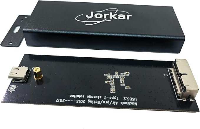 Jorkar External USB-C 3.2 SSD Enclosure for MacBook Air/Pro 12+16 PIN SSDs, Hard Drive Reader for A1466 A1465 A1502 A1398 SSDs mid 2013-2017, Portable Mac SSD to USB C Adapter Case