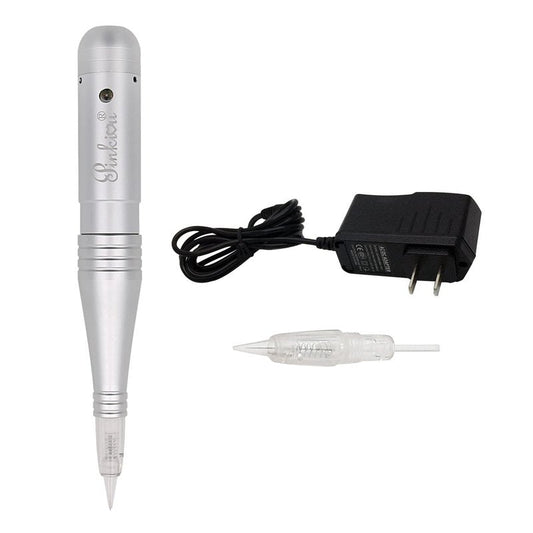 Pinkiou Permanent Makeup Machine MicroPigmentation Pen Hair Stroked Eyebrow Professional Microblading Pen Machine For EyeBrow Eyeline Lip Brow Lamination（Silver）
