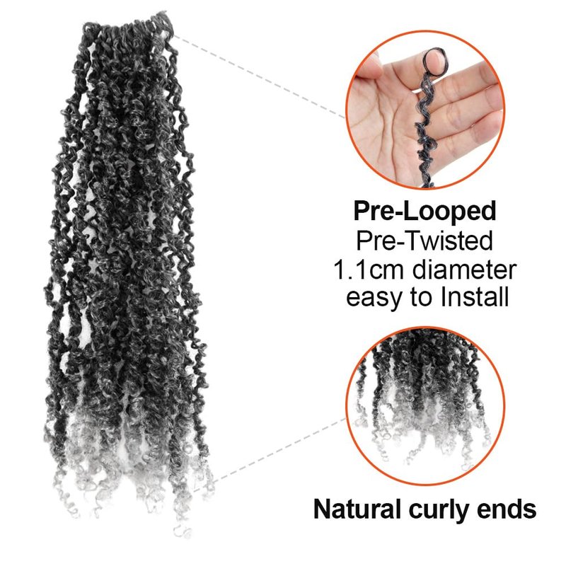 Cisinpo Yanky Twist Crochet Hair 12 Inch 10 Packs Pre-Twisted Ombre Grey Micro Spring Twist Boho Senegalese for Black Women(TGrey, Total 200 Strands)
