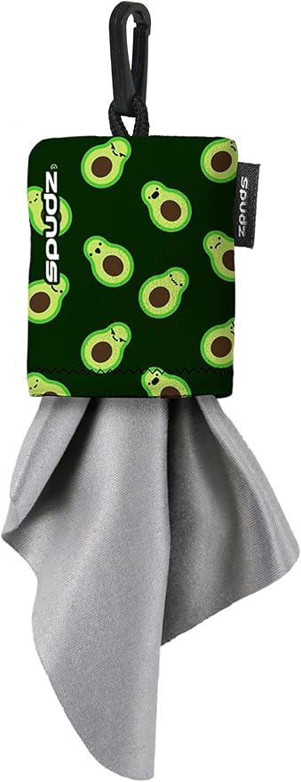 SPUDZ Classic Microfiber Lens Cleaner – Clip-On Pouch, Washable – for Binoculars, Scopes, Glasses, Screens | Classic | Avocado, 6 x 6 Inch (2-Pack)