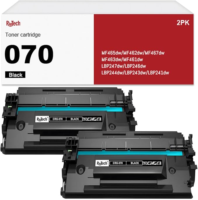 RitoTech 070 Toner Cartridges,for Canon 070 CRG070 070H for Canon imageCLASS MF465dw, MF462dw, LBP247dw, LBP246dw Printer,2 Black (with Chip)