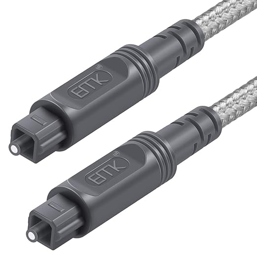 EMK 16.5Ft Digital Optical Audio Cable Toslink Cable - Fiber Optic Cord for Home Theater,Sound bar,TV,Gaming Console,Musical Instrument,Projector,Speaker
