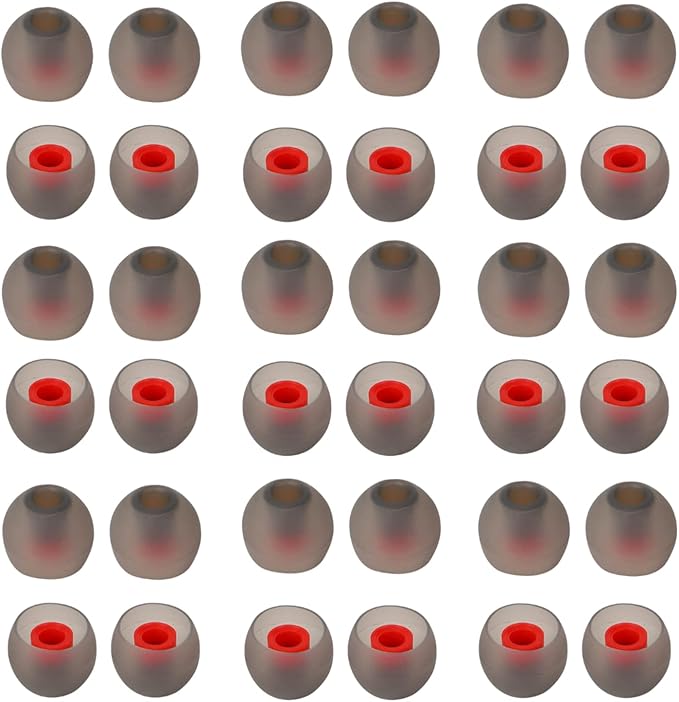 CYADCI 36 Pieces Large Earbud Tips Soft and Comfortable Ear Bud Replacement Pieces Silicone Fit Most in-Ear Headphones，Inner Hole 3.8mm -5.5mm，Black and Red Replacement Earbuds Silicone Tips