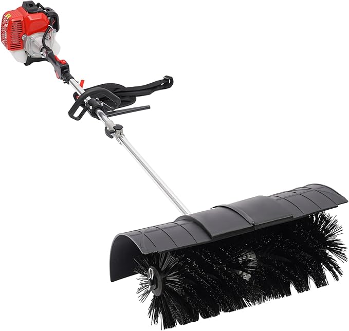 Gas Power Handheld Sweeper Broom, 52cc 1700W Outdoor Gasoline Power Broom High Performance Cleaner Professional Cleaning for Driveway Artificial Turf Grass Snow