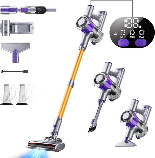 MBYULO Cordless Vacuum Cleaner - 450W Powerful Stick Vacuum with 70Mins Battery Life | Lightweight for Hardwood & Carpets