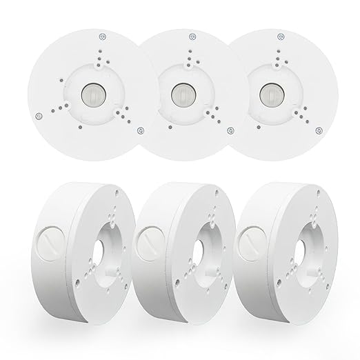 6 Pack PFA130-E Security Camera Junction Box (ABS) for Indoor & Outdoor Surveillance Camera - Security Camera Mount Bracket Waterproof Universal Camera Mount for Dome, Turret & Bullet Cameras (White)