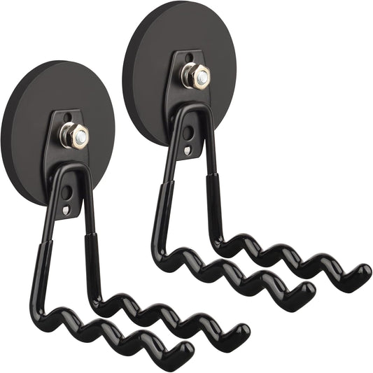 ULIBERMAGNET Magnetic Hooks - Heavy Duty Tool Organizer with Strong Magnets, 2 Pack (Black)