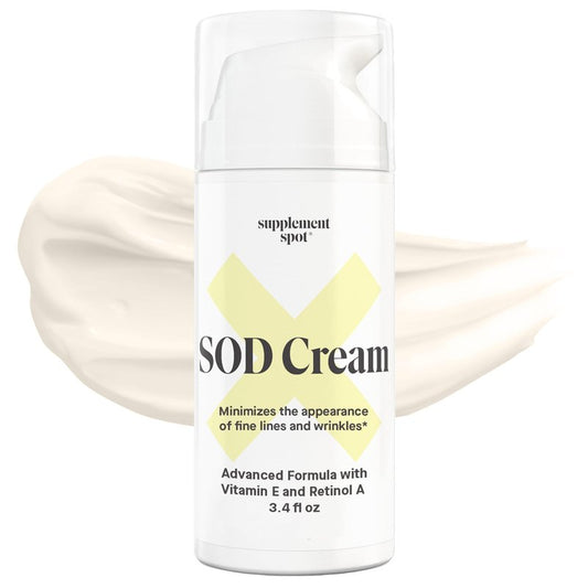 Supplement Spot Superoxide Dismutase (SOD) Anti-Aging Cream - Face Moisturizer for Fine Lines & Wrinkles, Smooth & Firm Skin, Youthful Glow, Antioxidant-Rich Skincare, 3.4 oz