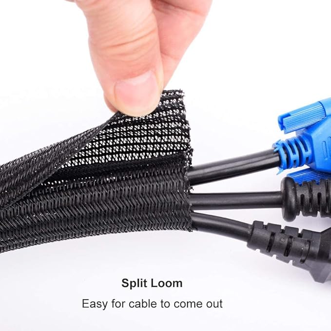 ZhiYo Cable Sleeve, 6.6ft - 1.2 inch, Black