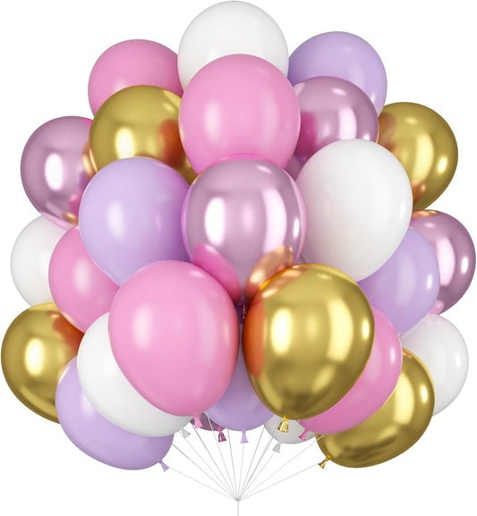 Skiennix 60pcs Pastel Purple Pink Latex Balloons - 12 Inch for Butterfly Birthday & Baby Shower Decor