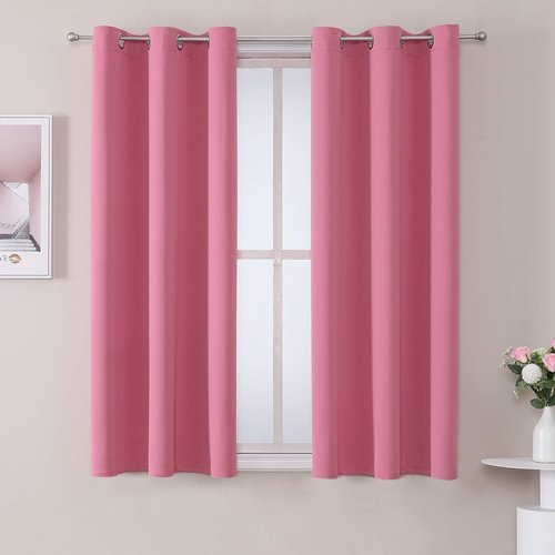 ChrisDowa Room Darkening Curtains - Thermal Insulated Blackout Panels for Bedroom & Living Room (Pink, 38W x 54L)