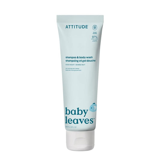 ATTITUDE Baby 2-in-1 Shampoo & Body Wash - EWG Verified, Vegan, Goodnight Scent | 8 Fl Oz