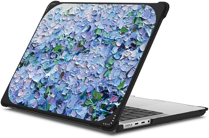 CASETiFY Bounce MacBook Pro 16-inch (M1-M5) Case [Enhanced Protective Corner Design/Ventilation Cutouts/Anti-Slip Grip] - Nantucket Blue Hydrangeas by Ann Marie Coolick - Clear Black