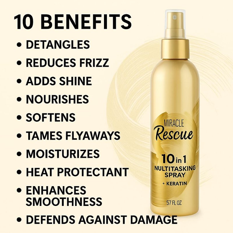 Compatible with 10-in-1 Leave-In Conditioner Spray – Repairs, Detangles, Adds Shine, Moisture & Frizz Control – Sulfate-Free, Color-Safe, 5.7 oz