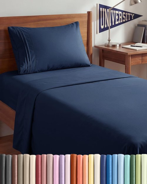 Comfy Twin XL Size 3-Piece Sheet Set by Hotel Luxury | Breathable, Cooling, Soft & Wrinkle-Free - Navy Blue