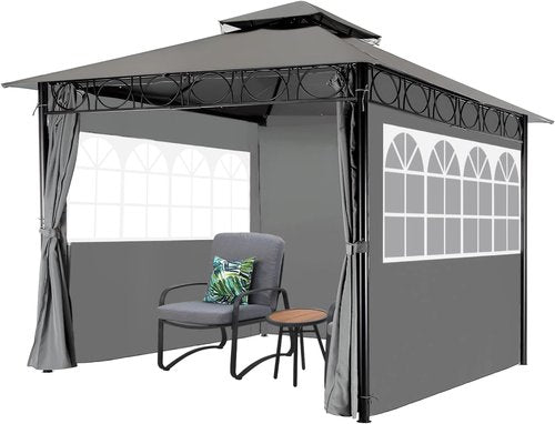 Gazebo | Gazebo Canopy Tent with UV Protection for Outdoor Parties & Events - 10'x10', Grey