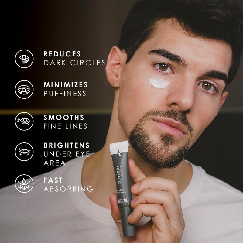 Apricus Eye Serum - Caffeine Peptide Formula for Dark Circles, Puffiness & Fine Lines | Lightweight Anti-Aging Treatment