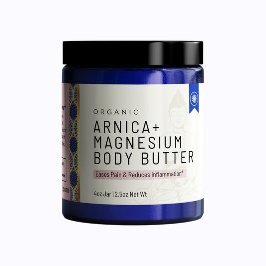 Organic Arnica + Magnesium Whipped Body Butter, 4 oz Jar, Extra Strength Formula with Premium Quality Magnesium Choride, Natural Comfort for Muscles & Joints, All-Natural