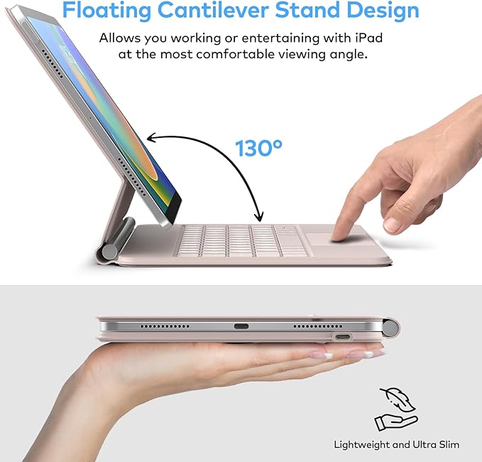 runelk Keyboard Case for iPad 10th Generation 2022 & 11th (A16, 2025) – Magic-Style Keyboard with Multi-Touch Trackpad – Floating Cantilever Stand – Magnetic Case for iPad 10.9 inch 10th / 11th Gen.