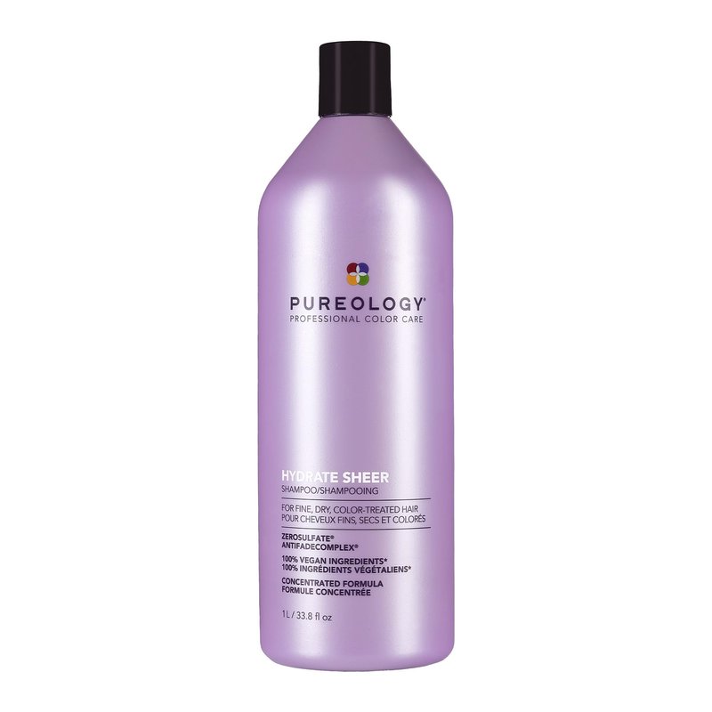 Pureology Hydrate Sheer Shampoo - Lightweight, Moisturizing Shampoo For Fine, Dry, Color Treated Hair, Sulfate-Free & Vegan, 33.8 Fl Oz