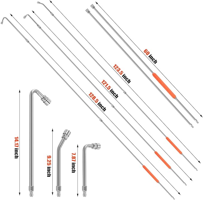 120" Gutter Cleaning Tools From the Ground, Pressure Washer Extension Wand with 5 Power Washer Nozzle Tips Max 4000 PSI 360Â° Rotating Spray Turbo Nozzle Pressure Washer