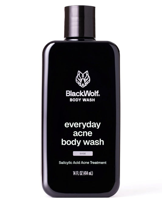 Black Wolf Salicylic Acid Body Wash for Men, 1 Liter - Men's Acne Body Wash - Charcoal Helps Reduce Acne Breakouts & Cleanse Your Skin - Full Coverage & Deep Clean Treatment - Men's Bodywash