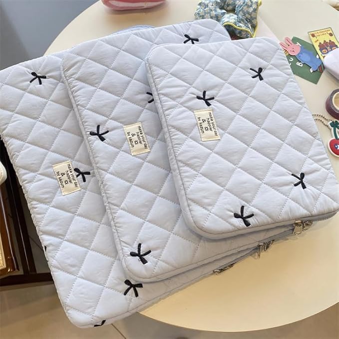 Attria Cute Bow Graphic Carrying Laptop Bag Y2K Preppy Laptop Sleeve Case Bag Kawaii Pad Computer Protect Case Pouch (15-15.6 inch,Blue)