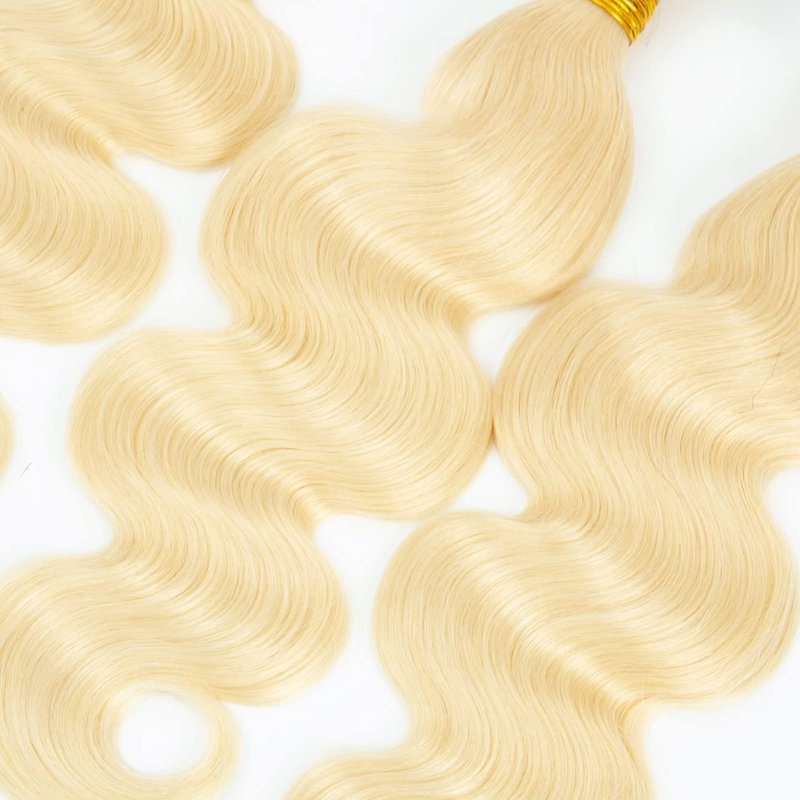 Aikebi Brazilian Human Hair Bundles 12 14 16 Inch Blonde 613 Color Body Wave Bundles Human Hair 100% Unprocessed 10A Quick Weave for Black Women Soft Sewn In with Double Weft