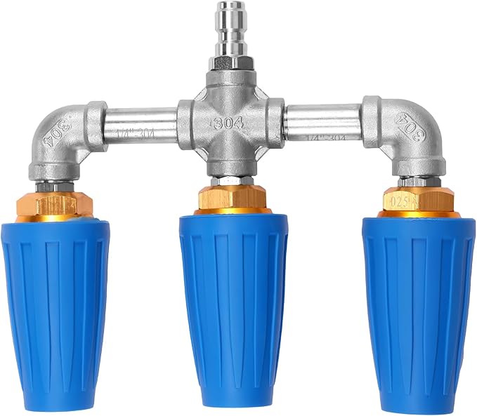3 in 1 Pressure Washer Nozzle 360Â° Rotating 4000 PSI with 1/4" Quick Connector Pressure Washer Tip Turbine Nozzle Time Saving Triple for Cleaning Driveways Walls Decks