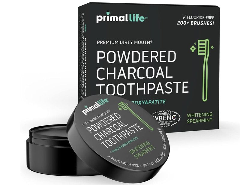2 Pack of Primal: Life Organics! - Dirty Mouth Toothpowder, Activated Charcoal Tooth Cleaning Powder, Essential Oils with Kaolin & Bentonite Clay, Organic, Whitening Spearmint, 1 oz +LuxProdX Sticker