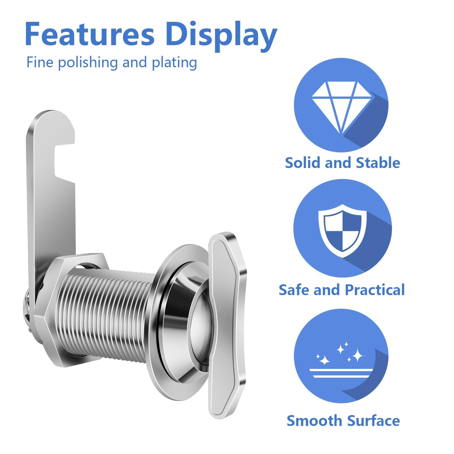 Thumb Operated Offset Cam Lock, 1-1/8” Cylinder Fits on 7/8” Max Door Thickness, Non-Locking Replacement Lock for RV Compartment Camper Storage, Cabinets,Drawers (1-1/8 Inch 6Pack)