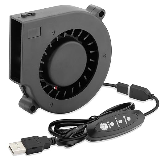 AmRunJe 75mm x 15mm USB Cooling Blower Fan 5V DC Brushless Small Computer Case Fan for Cooling 3D Printer Helmet Hard Drive CPU PC Electronics Cabinet