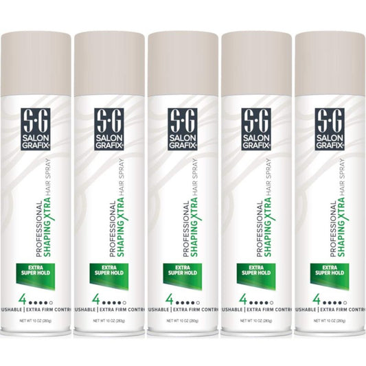 Salon Grafix Professional Shaping Xtra Hair Spray Extra Super Hold 10 oz (Pack of 5)