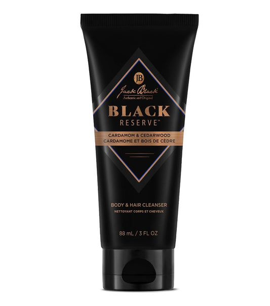 Jack Black - Black Reserve Body & Hair Cleanser, 3 Fl Oz – Cardamom & Cedarwood - Men’s Body Wash, Shampoo Haircare, Dual-Purpose Men’s Cleanser, Sulfate-Free