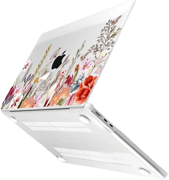 Batianda Premium Case for New MacBook Air 15 inch with M5 M4 M3 M2 Chip 2026 2025 2024 2023 Release, Designed Ultra-Slim Hardshell & Keyboard Cover & Screen Protector 4-in-1 Bundle, Flower Field