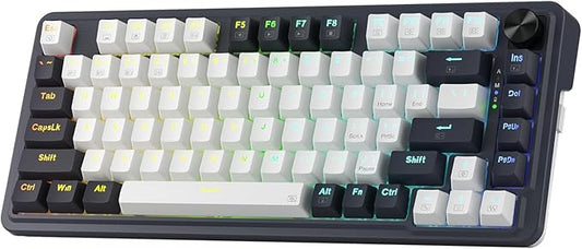 Redragon K673 PRO 75% Wireless Gasket RGB Gaming Keyboard, 3-Modes 81 Keys Compact Mechanical Keyboard Hot-Swap Socket, Dedicated Knob Control and 5-Layer Noise Dampening, Linear Red Switch