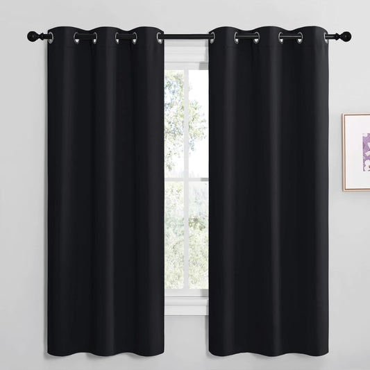 NICETOWN Blackout Thermal Curtains - Insulated Grommet Drapery Panels for Windows | 42" x 68" Black (2 Panels)