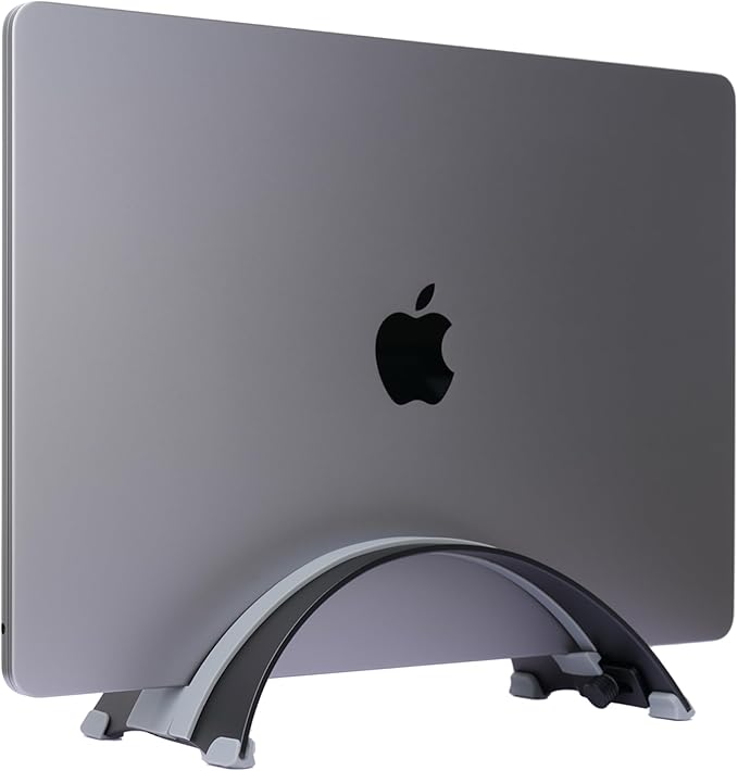 Psitek Adjustable Vertical Laptop Stand - 6061 Aluminum, CNC Precision, Anodized Finish, Fits All Laptops Including 17-inch, Ventilated Design, Anti-Slip Silicone Pads, ARC Shaped Stands