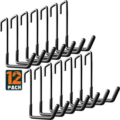 HUPBIPY Rafter Hanger - Large Garage Hooks for Bike Storage | Non-Slip Organizer (12 Pack, Black)