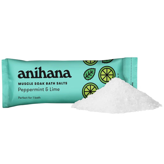 ANIHANA Relaxing Bath Salts, Muscle Soaking Aid with Coconut Oil, Helps Ease Aches and Pains, Relaxing Peppermint & Lime Scent, 15pk