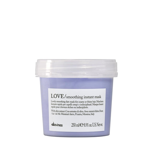 Davines LOVE Smoothing Instant Mask, Taming Anti-Frizz Fast-Acting Action for Wavy, Unruly, Coarse Hair - Smooths Flyaways & Reduces Volume in 30 Seconds with Minuta Olive Extract, 8.45 Fl Oz