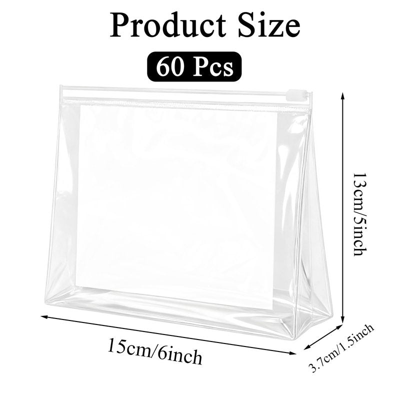 YEAJOIN 60 Pieces Plastic Mini Clear Makeup Bag Small Clear Zipper Pouches Waterproof clear toiletry bags for traveling