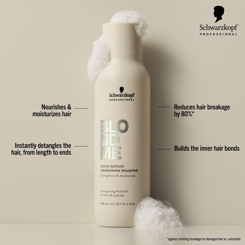 BlondMe Bond Repair Nourishing Shampoo for Blonde Hair, 10.1 Fl Oz | Adds Moisture and Softness | Strengthens, Repairs, & Prevents Breakage |For Blonde, Lightened, & Grey Hair