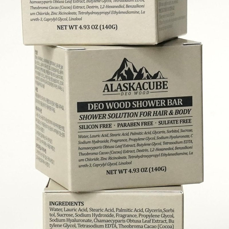 Alaskacube Deo Wood Shower Bath Soap Bar Luxurious Sandalwood Woody Scent Eliminates Body Odor Long Lasting Rich Foam | Body Wash, Shampoo, Deodorant for Men Women Luxury Perfumed Perfect for Gift
