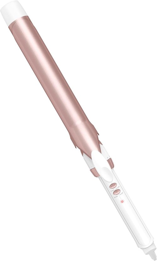 Conair Double Ceramic Curling Iron - 1¼-Inch Long Barrel for Loose Curls | Ideal for Medium & Long Hair in White/Rose Gold